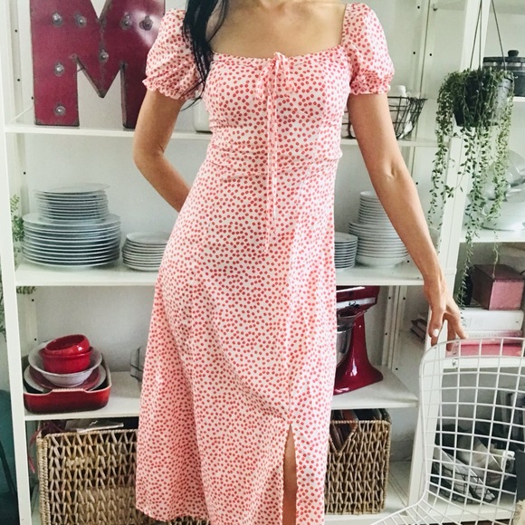 Vintage Dresses & Skirts - Milkmaid puff sleeve midi dress, size 6. Worn twice